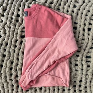 Pink color block crew shirt